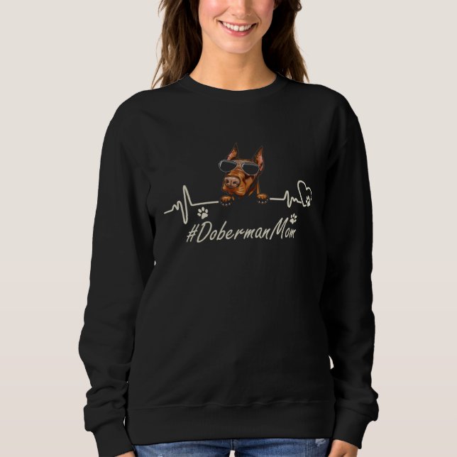 Sudadera Doberman Mom Heartbeat With Dog Cool For Mothers D (Anverso)