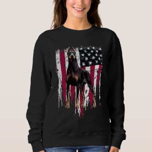 Sudadera Doberman Pinscher Bandera Estadounidense Maravillo