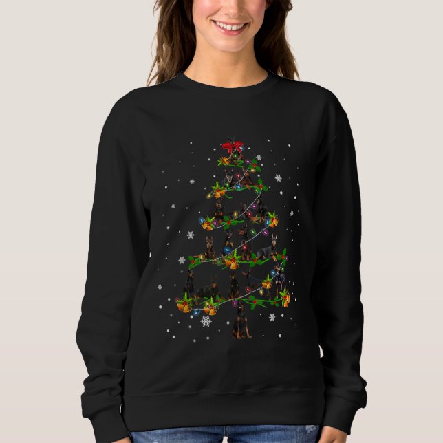 Sudadera Doberman Pinscher Christmas Tree Santa Funny Dog L (Anverso)