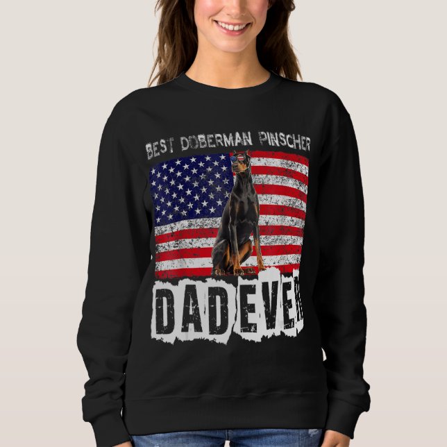 Sudadera Doberman Pinscher Dad Usa American Flag Dog Dueño (Anverso)