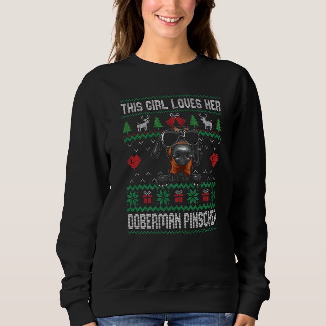 Sudadera Doberman Pinscher Girl Cool Ugly Christmas for Dog (Anverso)