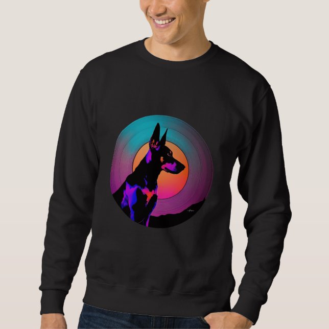 Sudadera Doberman Pinscher Synthwave 80s Retrowave Aestheti (Anverso)