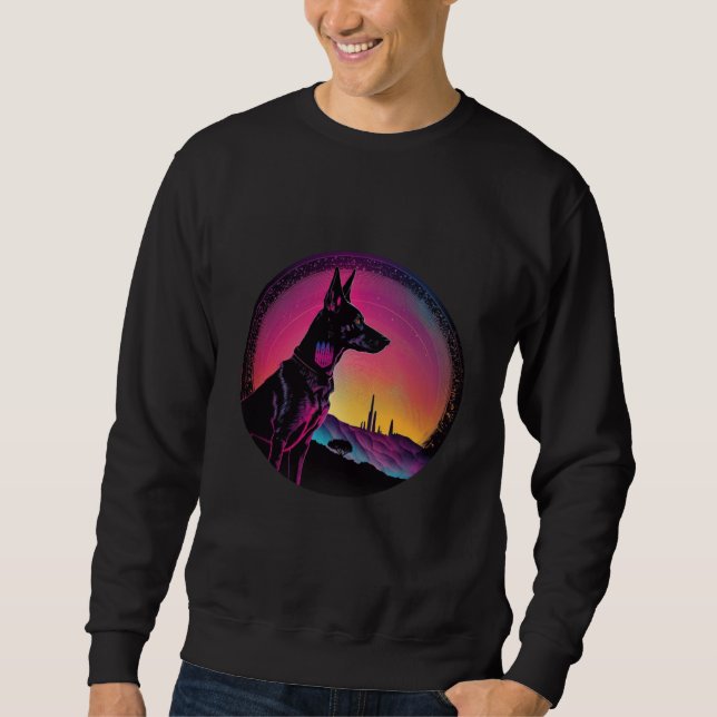 Sudadera Doberman Pinscher Synthwave 80s Retrowave Aestheti (Anverso)