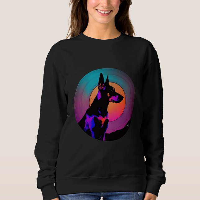 Sudadera Doberman Pinscher Synthwave 80s Retrowave Aestheti (Anverso)