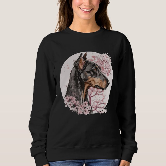Sudadera Dobermann Cherry Blossom Dog Breed Japanese Waterc (Anverso)