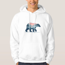 Sudadera Doble exposición Silueta de oso polar Paisaje