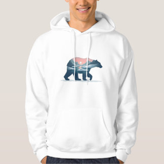 Sudadera Doble exposición Silueta de oso polar Paisaje