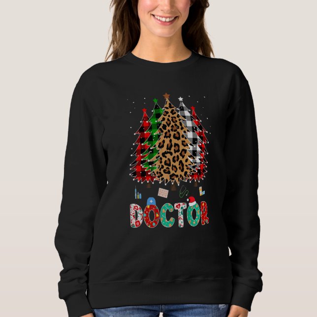Sudadera Doctor Leopard Red White Green Plaid Christmas Tre (Anverso)