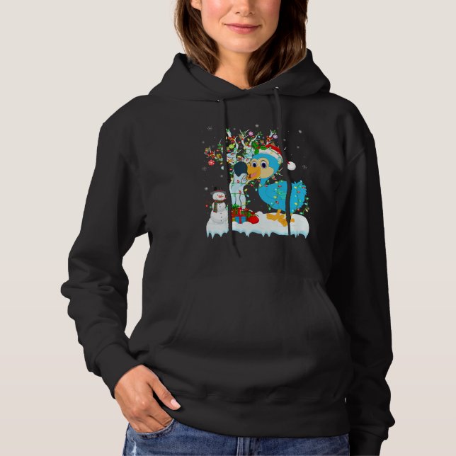 Sudadera Dodo Bird árbol de navidad iluminando Santa Hat Do (Anverso)