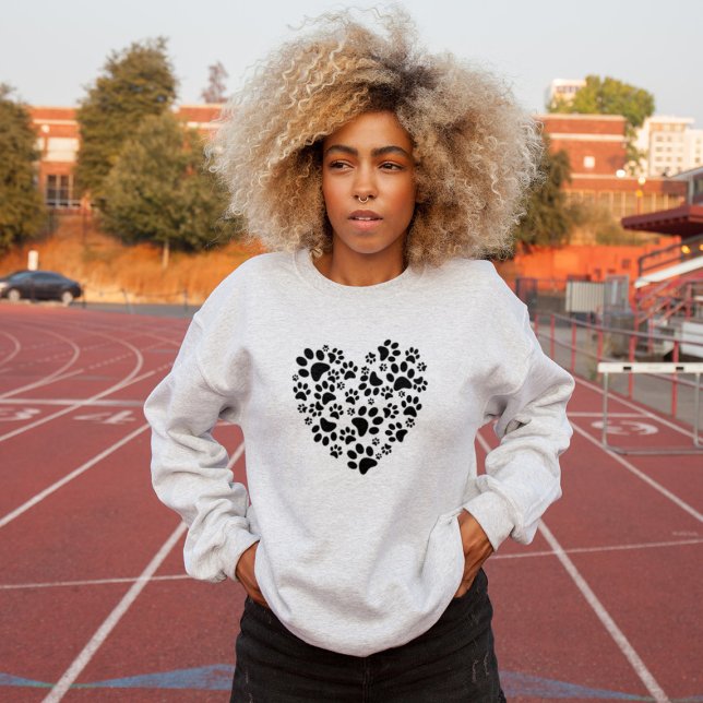 Sudadera Dog Cat Paw Prints Heart Valentine's Day Love (Subido por el creador)