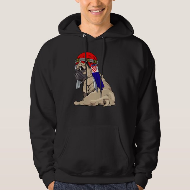 Sudadera Dog  Cute Pug Retro Croatia Flag Pride (Anverso)