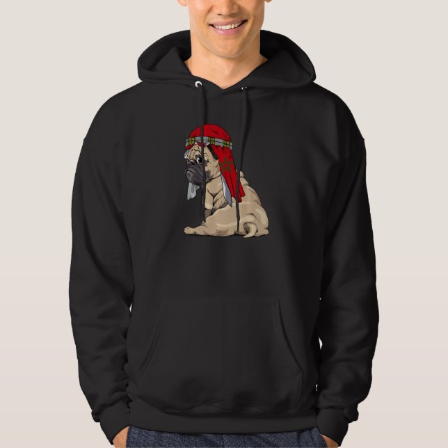 Sudadera Dog  Cute Pug Retro Morocco Flag Pride (Anverso)