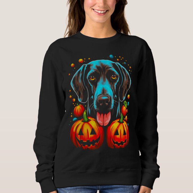 Sudadera Dog German Shorthaired Pointer Pumpkin Halloween (Anverso)