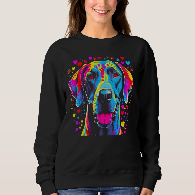 Sudadera Dog Great Dane Pink Blue Red Hearts (Anverso)