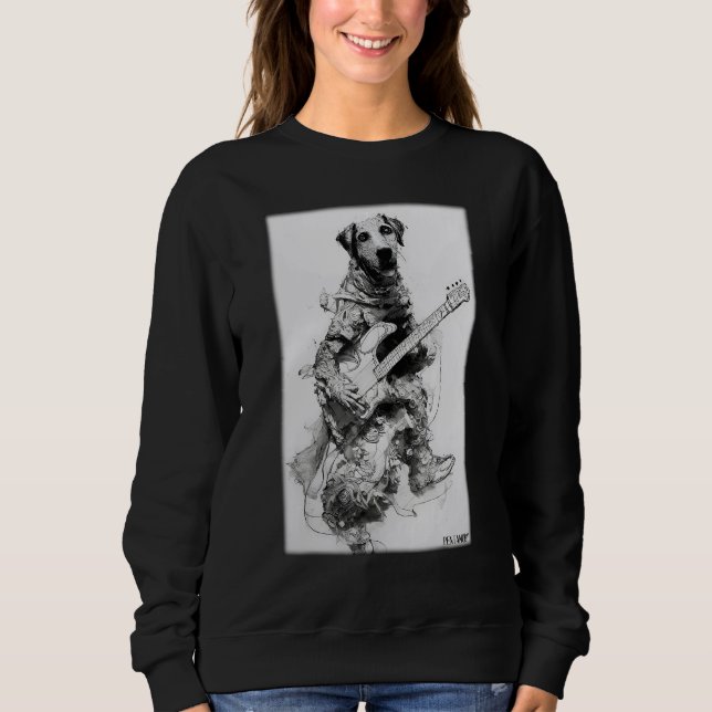 Sudadera Dog Guitar Pet Musician Dog Love Natural_1 (Anverso)