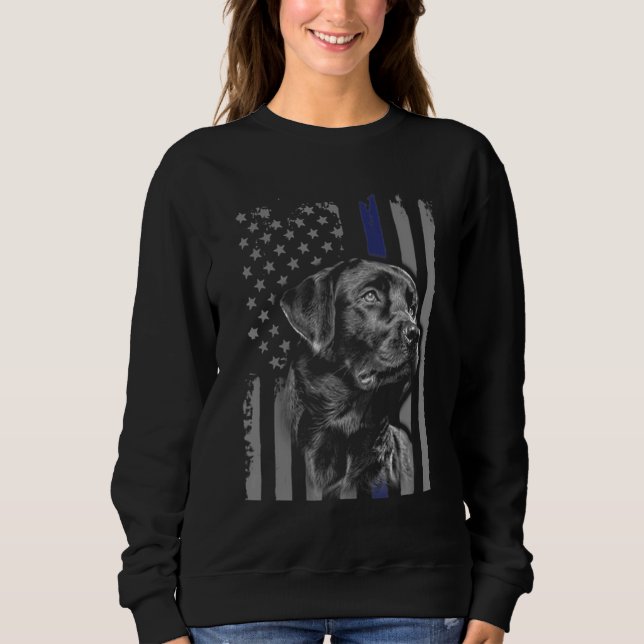 Sudadera Dog Lover | Línea delgada de la bandera norteameri (Anverso)