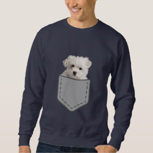 Sudadera Dog Lovers   Perro De Cachorro Maltés En Bolsillo