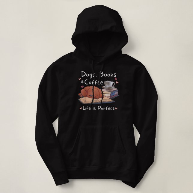 Sudadera Dog Mom Dad dogs books coffee men's women's  (Diseño del anverso)