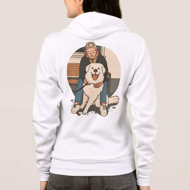 Sudadera Dog Mom Hugging Fluffy Puppy Cute Pet Moment (Reverso)