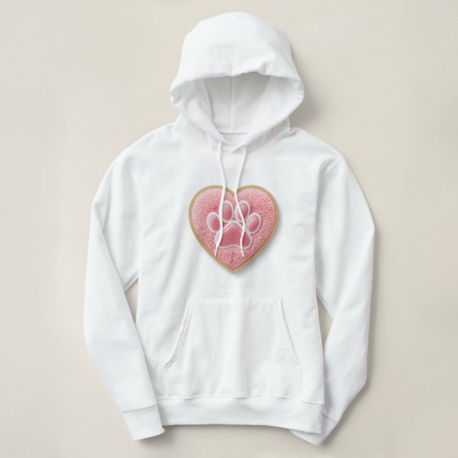 Sudadera Dog Mom Premium Hoodie | Varsity Style Paw Print (Diseño del anverso)