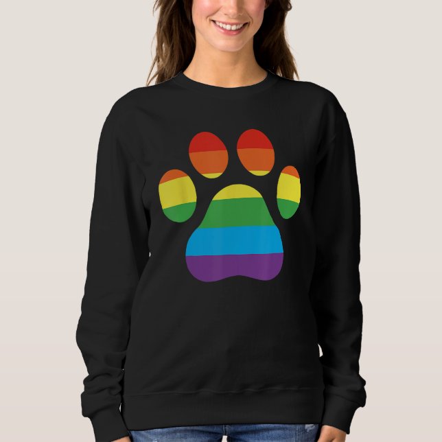 Sudadera Dog Paw Print LGBTQ Rainbow Flag Gay Pride Ally Do (Anverso)
