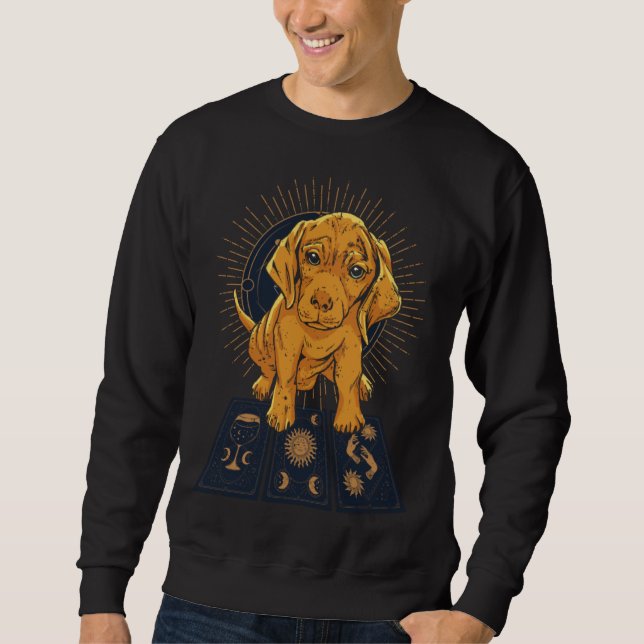 Sudadera Dog Tarot Card Reading Cartomancy Retro Tarot Card (Anverso)