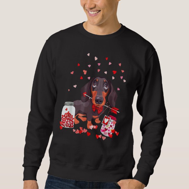 Sudadera Dog Valentine Cute Dachshund Valentine's Day (Anverso)