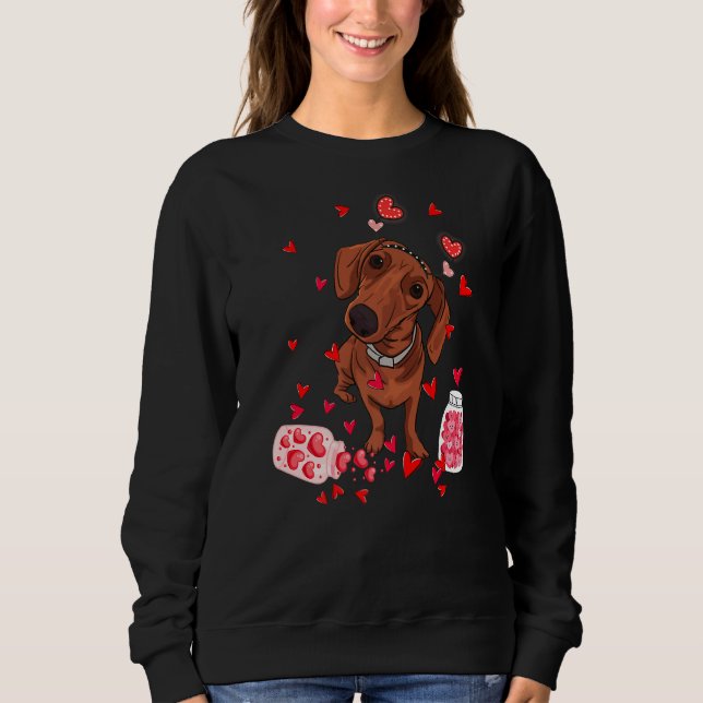 Sudadera Dog Valentine Cute Dachshund Valentine's Day (Anverso)