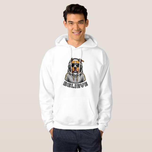 Sudadera Dog Wearing Headphones Hoodie – Cool Music Lover P (Anverso completo)