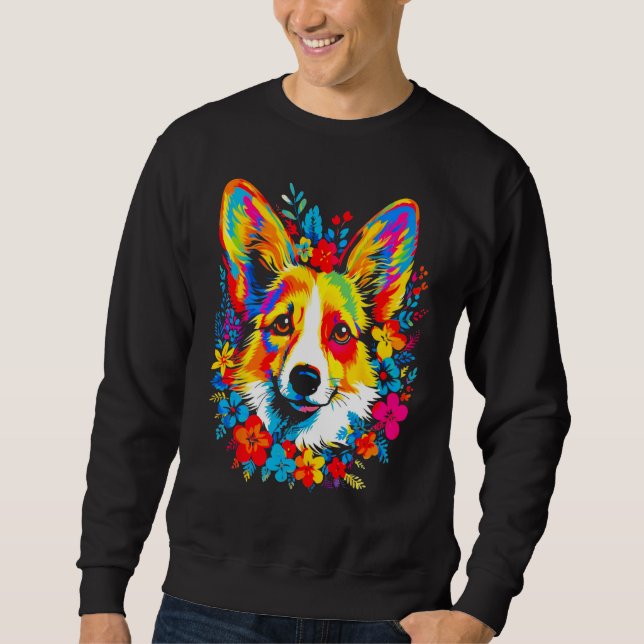 Sudadera Dog Welsh Corgi Flowers Peace (Anverso)