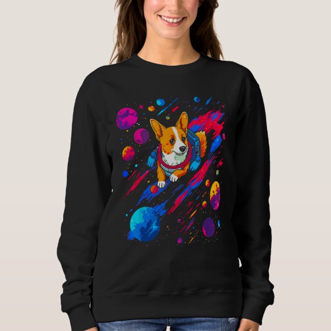 Sudadera Dog Welsh Corgi Space Planet Universe (Anverso)