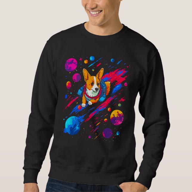 Sudadera Dog Welsh Corgi Space Planet Universe (Anverso)