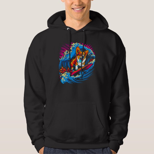 Sudadera Dog Welsh Corgi Surfing (Anverso)