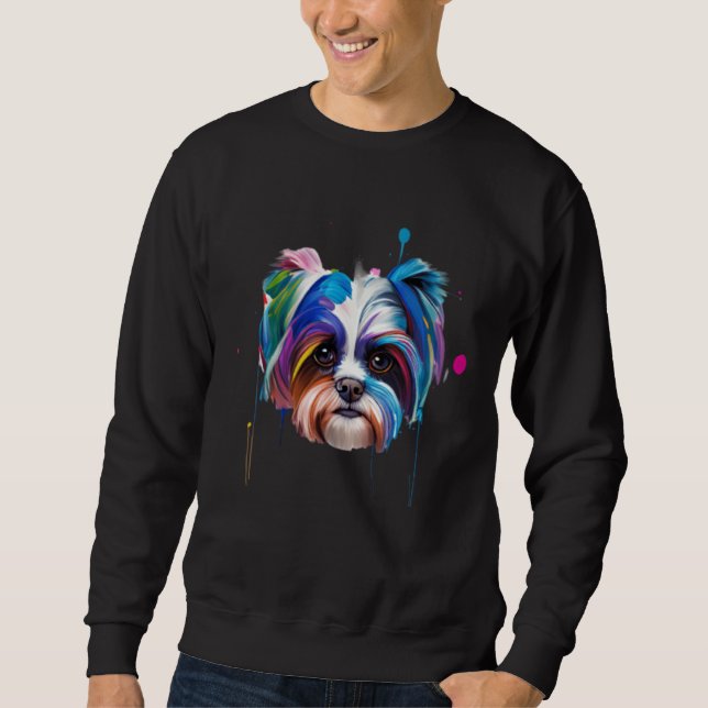 Sudadera Dog  Womens Colorful Cool Shih Tzu Mens (Anverso)