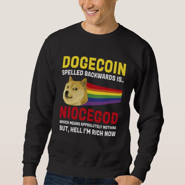 Sudadera Dogecoin Cripto Meme Dogecoin al revés  Criptomone (Anverso)
