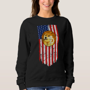 Sudadera Dogecoin Doge Criptocurrency American Flag Grunge