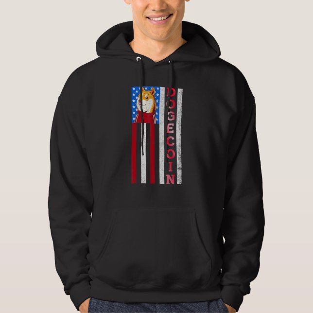 Sudadera Dogecoin Us Flag Doge Cryptocurrency Crypto Para M (Anverso)
