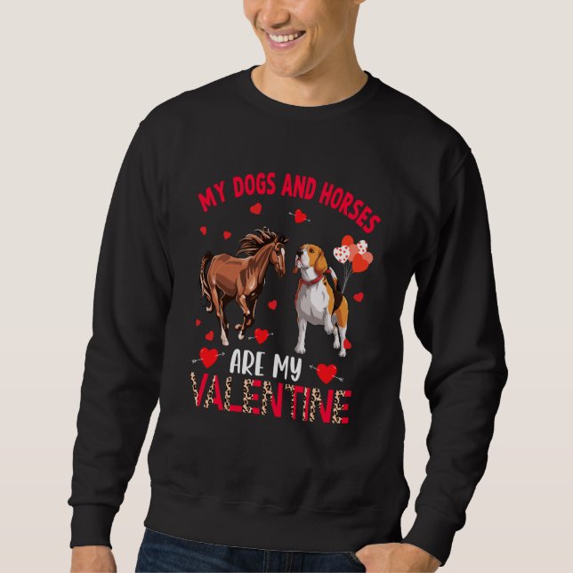 Sudadera Dogs And Horses Are My Valentine Beagle With Horse (Anverso)