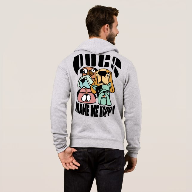 Sudadera Dogs Make Me Happy (Reverso completo)