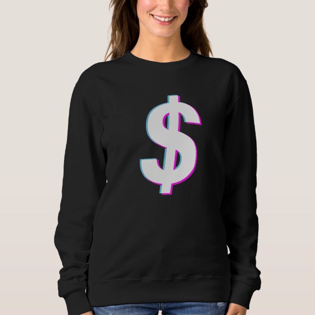 Sudadera Dólar Rótulo Vaporwave Estético Glitch (Anverso)
