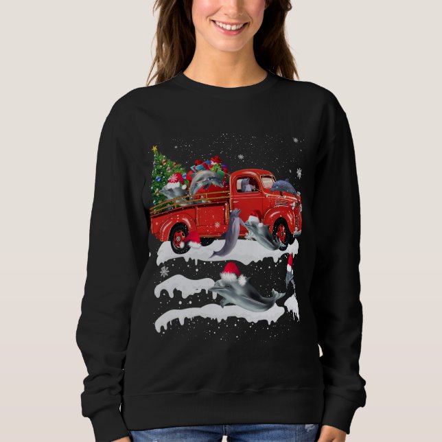 Sudadera Dolphin Riding Camión Rojo Feliz Navidad X-mas Ugl (Anverso)