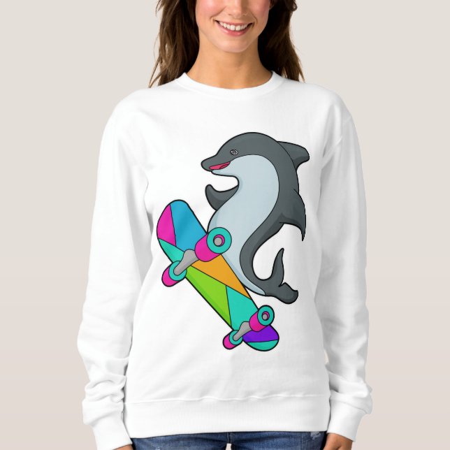 Sudadera Dolpin como Skater con Skateboard (Anverso)