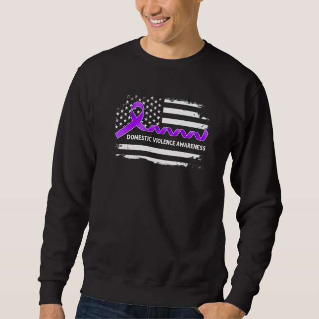 Sudadera Domestic Violence Awareness American Flag  Purple  (Anverso)