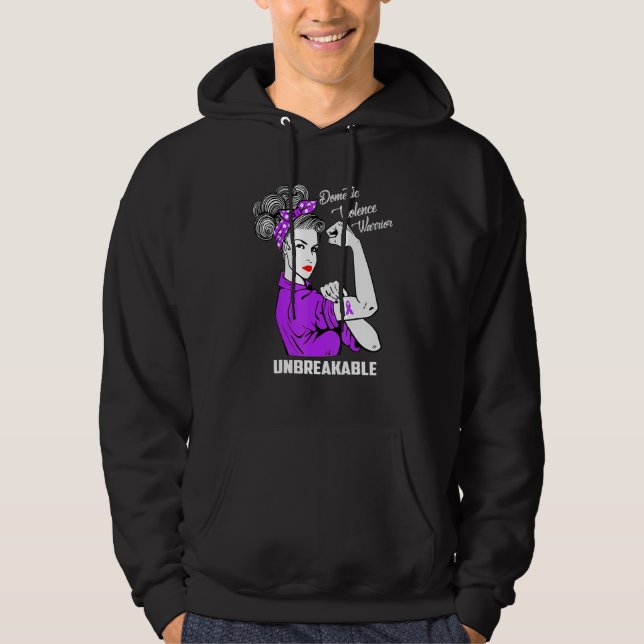Sudadera Domestic Violence Warrior Unbreakable  Awareness (Anverso)