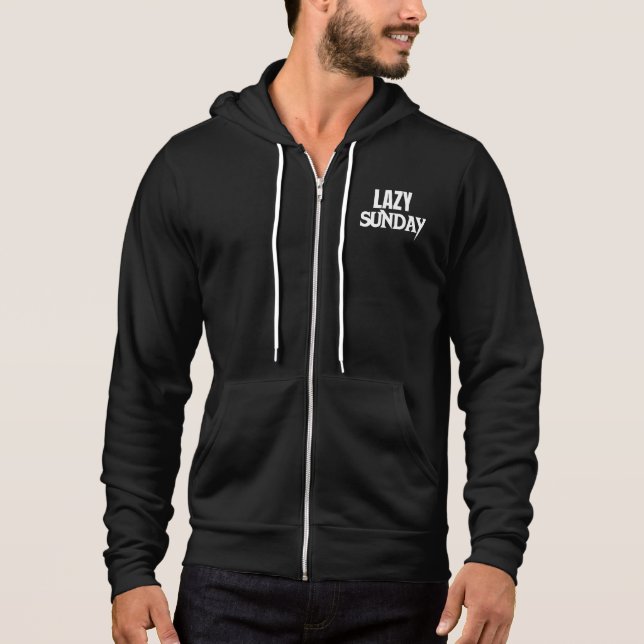 Sudadera Domingo perezoso Basic Zip up B&W con capucha tras (Anverso)
