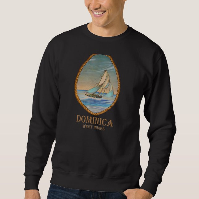 Sudadera Dominica West Indies Vintage Retro Vailboat Vacat (Anverso)