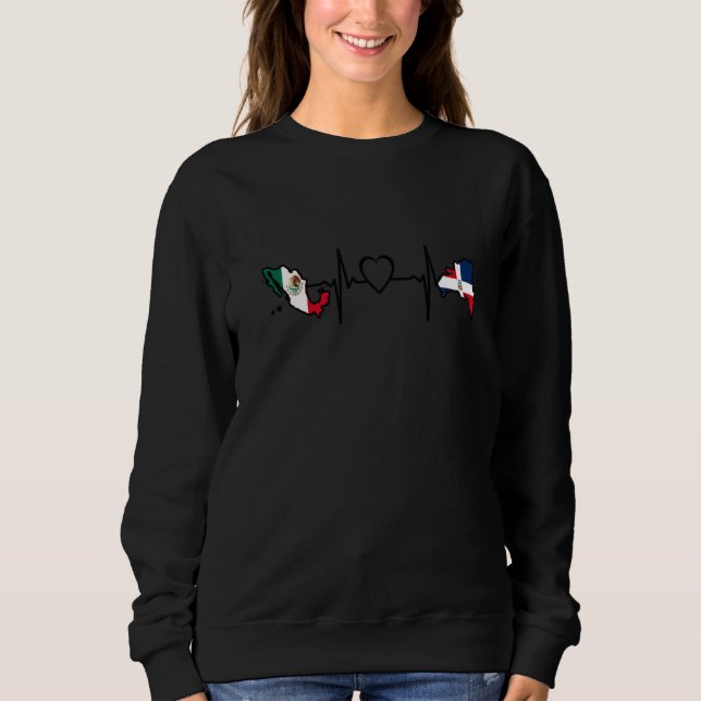Sudadera Dominican Mexican Heartbeat Mexico Flag Mixed Heri (Anverso)