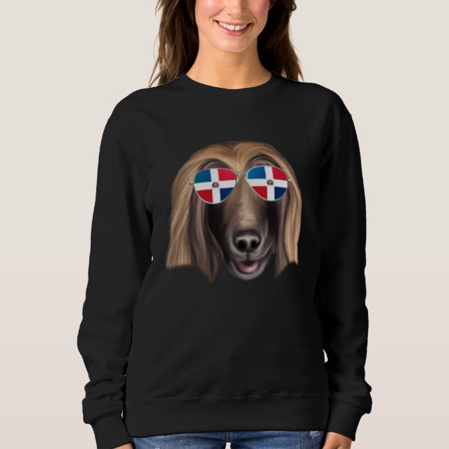 Sudadera Dominican Republic Flag Afghan Hound Dog Pocket (Anverso)