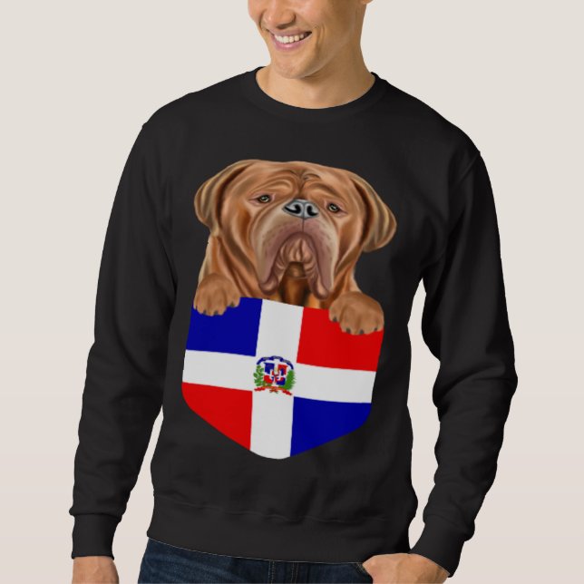 Sudadera Dominican Republic Flag Dogues de Bordeaux Dog In  (Anverso)