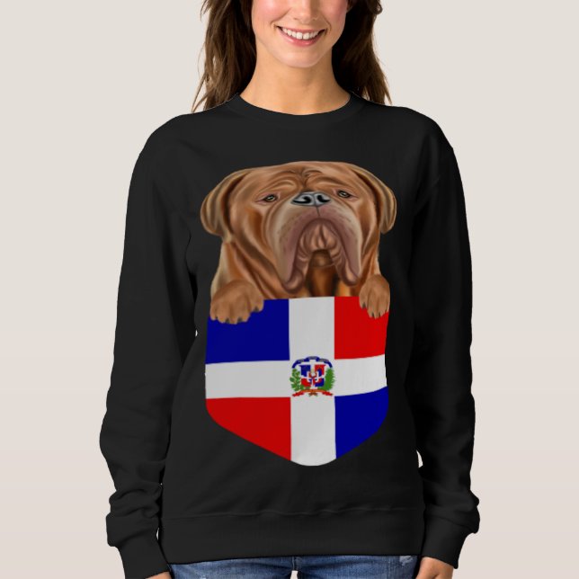 Sudadera Dominican Republic Flag Dogues de Bordeaux Dog In  (Anverso)